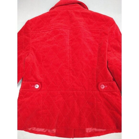 Talbots Petites Jacket Womens 10P Scarlet Red Velvet Kate Fit Button Blazer - Picture 8 of 9